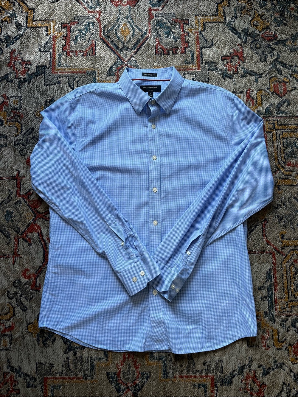 Banana Republic Light Blue Men's Dress Shirt - Classic Button-Down Size L Cotton